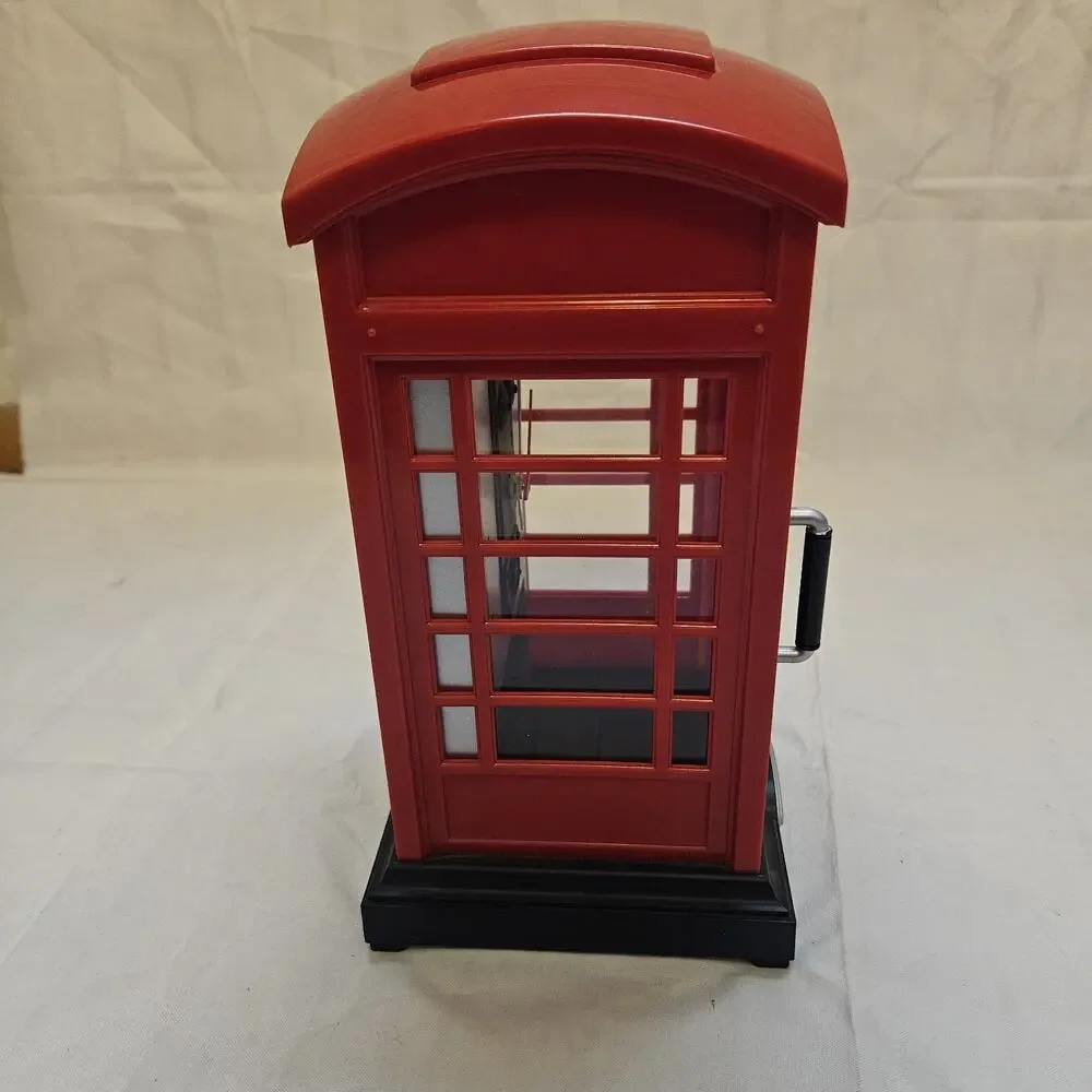 Telephone Booth Clock Red 9 inch Vintage Style Home Decor - Marksman PF Product